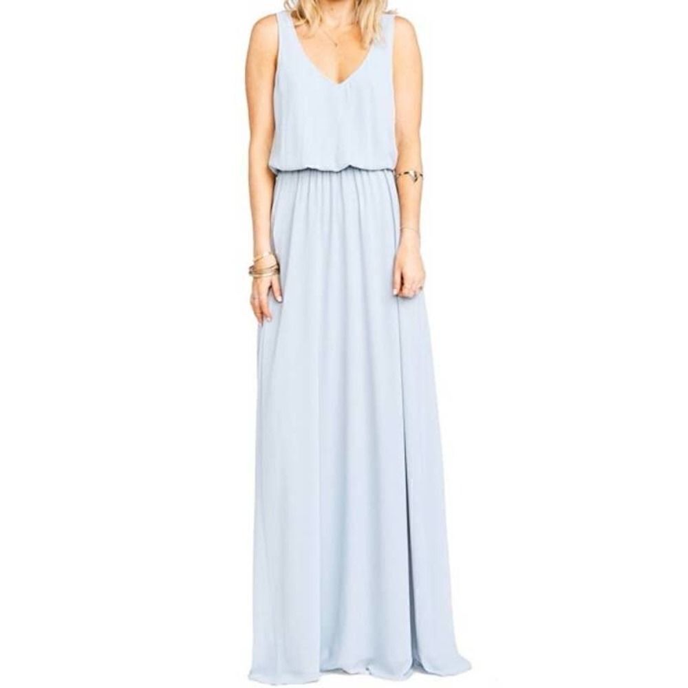 Mumu Blue Kendall V-Neck Formal Maxi Dress